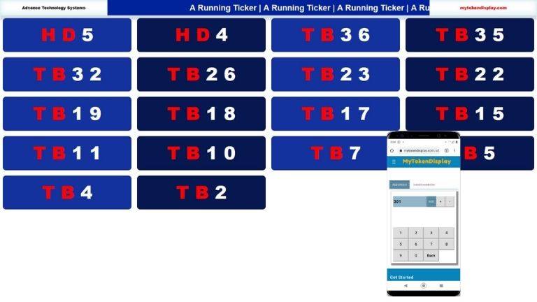 Food Court and Canteen token display system